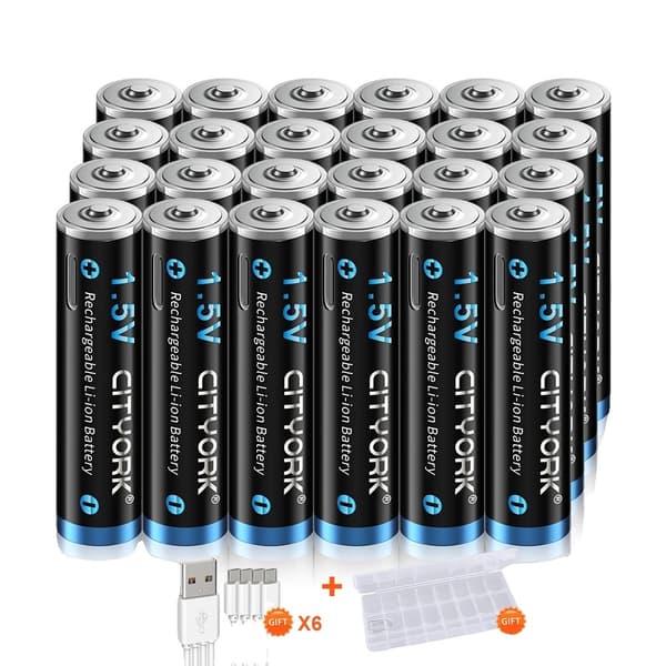 CITYORK AAA genopladelige batterier, 1200mWh kapacitet, Micro USB opladning,32 stk.