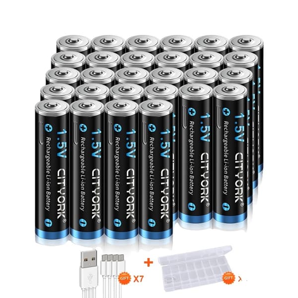 CITYORK AAA genopladelige batterier, 1200mWh kapacitet, Micro USB opladning,32 stk.