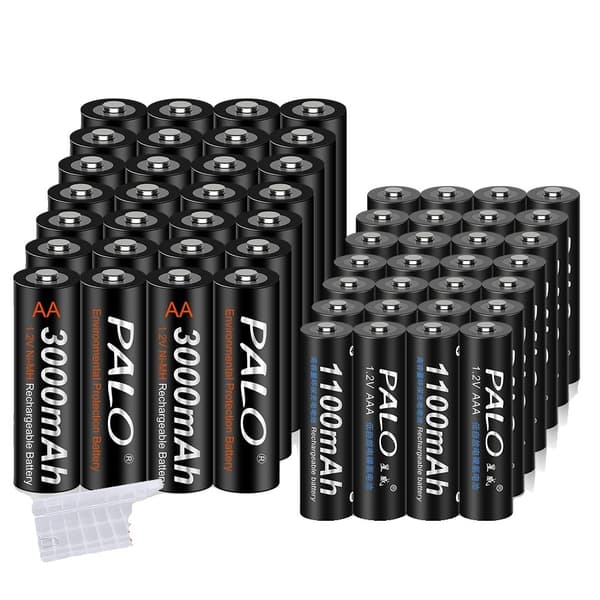 PALO Ladattavat Paristot, 3000mAh AA-kapasiteetti, 1100mAh AAA-kapasiteetti,24AA AAA