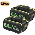 Miniatyrbillede 2 af 2: 20V Erstatningsbatteri, 6.0Ah Lithium-Ion, Høj Ydelse,2 stk 6,0 ah batteri