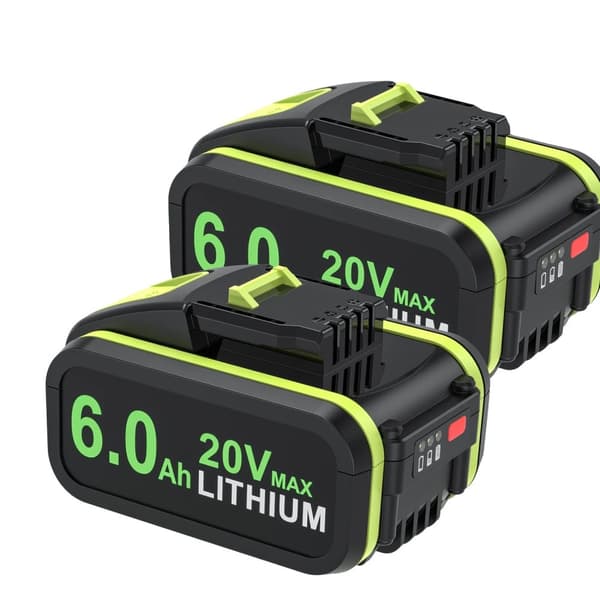 20V Erstatningsbatteri, 6.0Ah Lithium-Ion, Høj Ydelse,2 stk 6,0 ah batteri