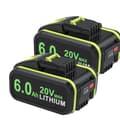 Miniatyrbillede 1 af 2: 20V Erstatningsbatteri, 6.0Ah Lithium-Ion, Høj Ydelse,2 stk 6,0 ah batteri