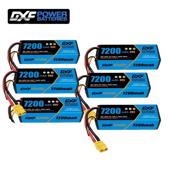 3S Lipo-batteri, 7200mAh kapacitet, 80C afladningsrate,6PCS3S720080CEC5