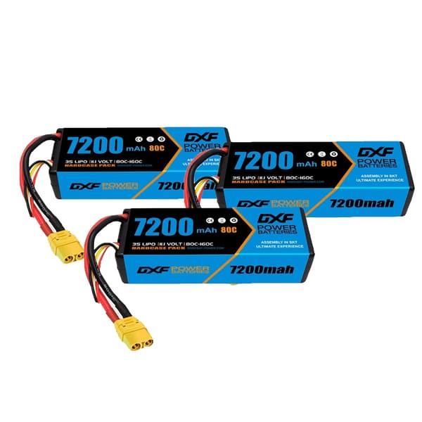 3S Lipo-batteri, 7200mAh kapacitet, 80C afladningsrate,6PCS3S720080CEC5