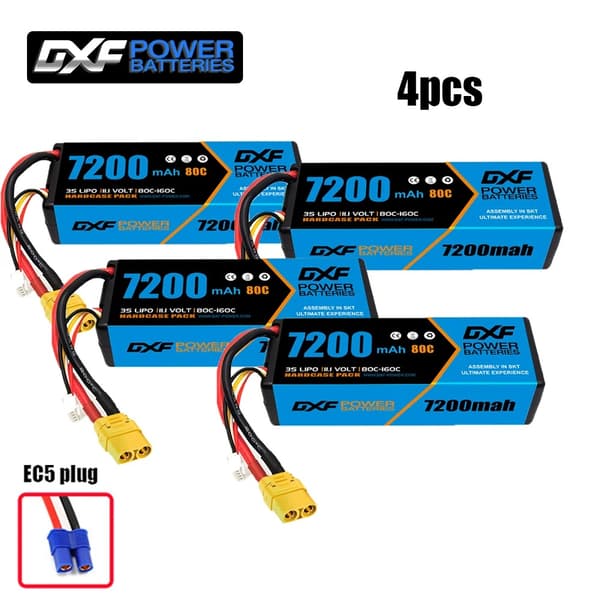 3S Lipo-batteri, 7200mAh kapacitet, 80C afladningsrate,6PCS3S720080CEC5