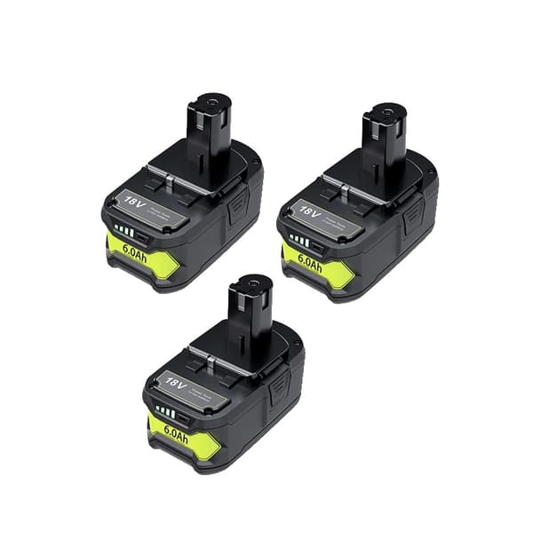 RYOBI 18V Batteri, 6000mAh Kapacitet, Genopladeligt Lithium-Ion,3 batterier