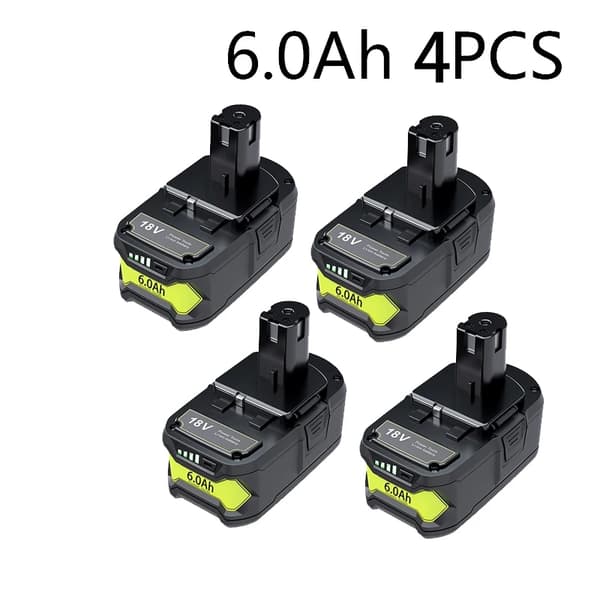 RYOBI 18V Batteri, 6000mAh Kapacitet, Genopladeligt Lithium-Ion,3 batterier