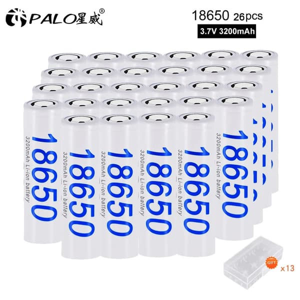 PALO 18650 Lithiumbatteri, 3200mAh kapacitet, 3.7V spænding,28 stk. batteri, 3,7V