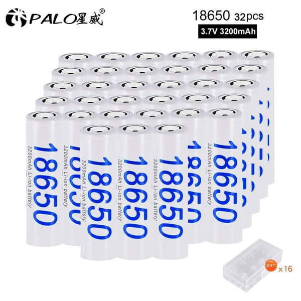 PALO 18650 Lithiumbatteri, 3200mAh kapacitet, 3.7V spænding,28 stk. batteri, 3,7V