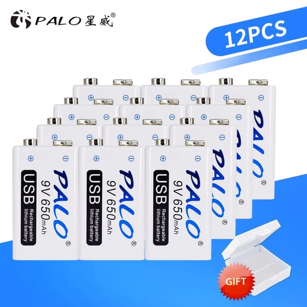 9V USB genopladeligt batteri, 650mAh kapacitet, miljøvenligt design,9V, 10STK