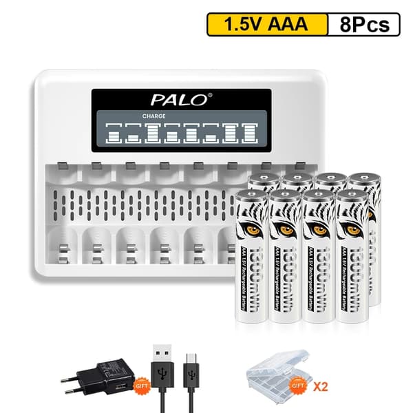 Genopladelige AAA-batterier, 1300mWh kapacitet, miljøvenligt design,8AAA 1 Oplader