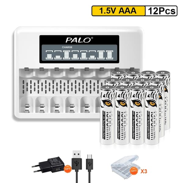 Genopladelige AAA-batterier, 1300mWh kapacitet, miljøvenligt design,8AAA 1 Oplader