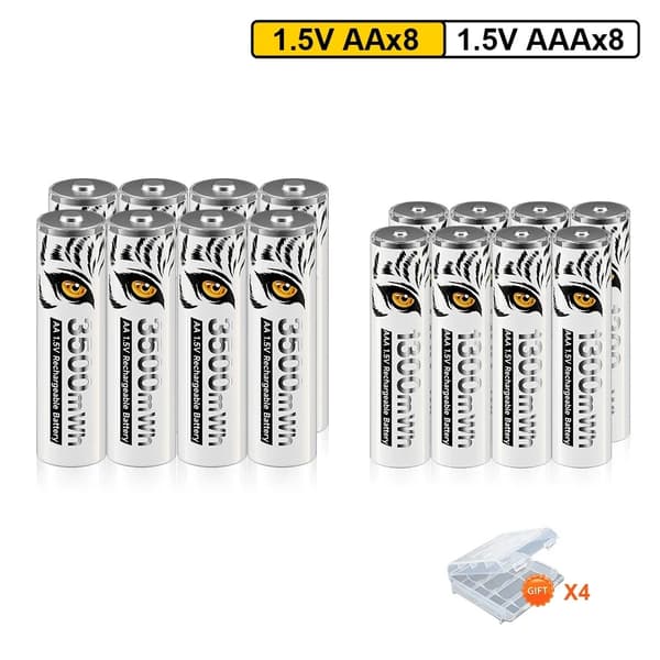 PALO Genopladelige Batterier, AA 3500mWh, AAA 1300mWh,4AA 4AAA 1Lader