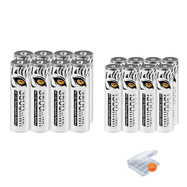 PALO Genopladelige Batterier, AA 3500mWh, AAA 1300mWh,4AA 4AAA 1Lader 8AA 8AAA