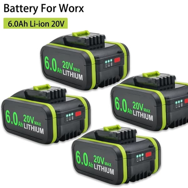 Worx 20V Li-ion Batteri, 6000mAh Kapacitet, Kompatibel med Flera Modeller,2 PACKET