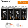 Pikkukuva 2 / 2: PALO 9V Ladattava Li-ion Akka, 1200mAh Kapasiteetti, Saatavana 8-16 kpl,16 kpl paristoja