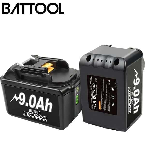 Erstatningsbatteri, 18V, 9000mAh, CE-certificeret,18V, 2 stk.