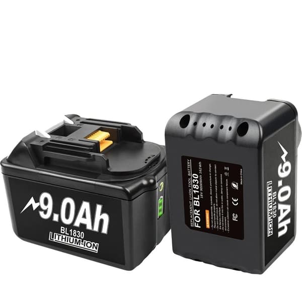 Erstatningsbatteri, 18V, 9000mAh, CE-certificeret,18V, 2 stk.