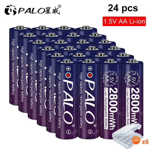 1.5V AA Genopladeligt Lithiumbatteri, 2800mWh Kapacitet, Effektiv Opladningsindikator,12 stk.