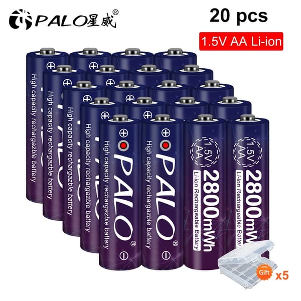 1.5V AA Genopladeligt Lithiumbatteri, 2800mWh Kapacitet, Effektiv Opladningsindikator,12 stk.