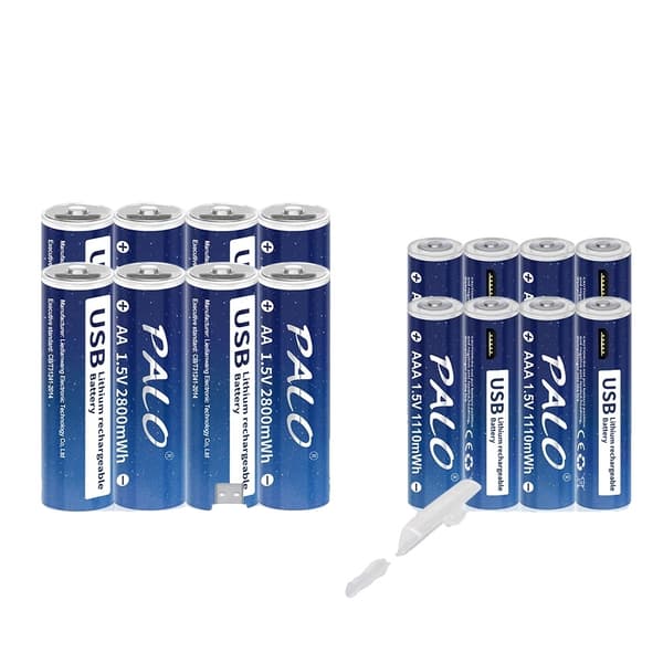 PALO USB genopladelige batterier, 2800mWh AA kapacitet, 1110mWh AAA kapacitet,8AA 8AAA