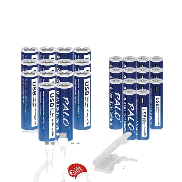 PALO USB genopladelige batterier, 2800mWh AA kapacitet, 1110mWh AAA kapacitet,8AA 8AAA