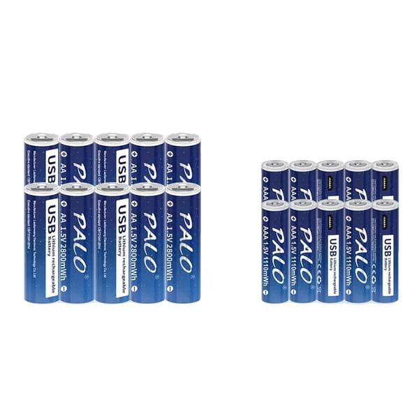 PALO USB genopladelige batterier, 2800mWh AA kapacitet, 1110mWh AAA kapacitet,8AA 8AAA