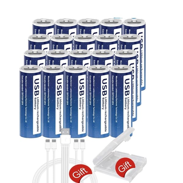 PALO USB genopladelige batterier, 1,5V lithium, 2800mWh kapacitet,20 stk. 20 pcs