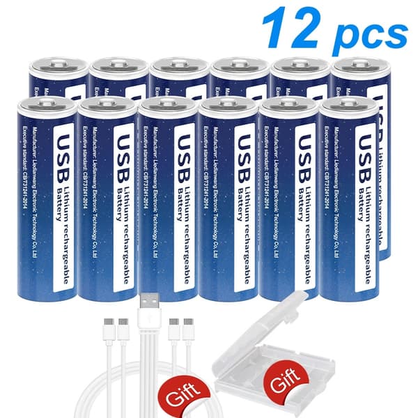 PALO USB genopladelige batterier, 1,5V lithium, 2800mWh kapacitet,20 stk.