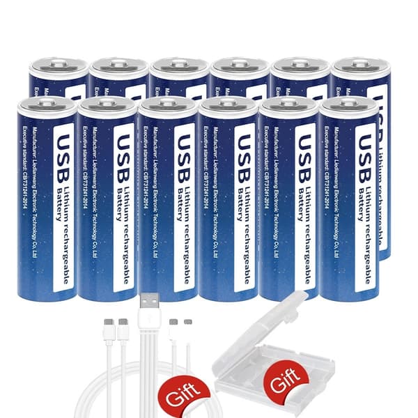 PALO USB genopladelige batterier, 1,5V lithium, 2800mWh kapacitet,20 stk.