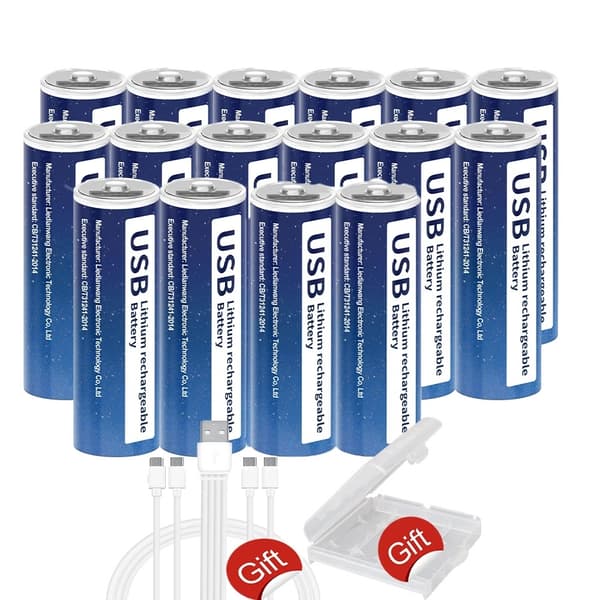 PALO USB genopladelige batterier, 1,5V lithium, 2800mWh kapacitet,20 stk.