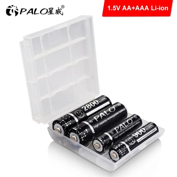 PALO Genopladelig Batterioplader, LCD Skærm, 8 Pladser, Inkluderer AA & AAA Batterier,12AA AAA