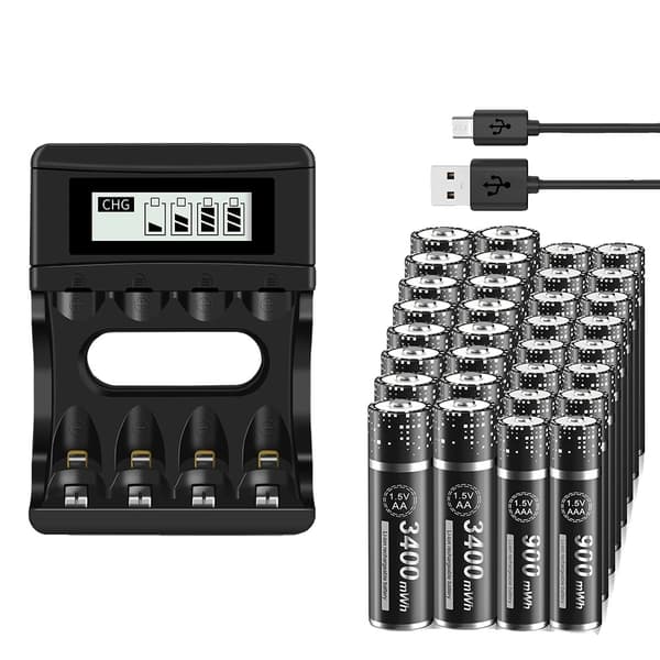 Li-ion genopladelige batterier, leveres med oplader, høj kapacitet på 3400mWh,8AA og 8AAA 16AA and 16AAA