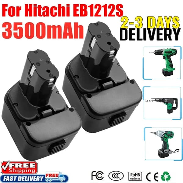 Uppladdningsbart batteri för Hitachi EB1212S, 3500mAh kapacitet, Ni-MH-teknologi,4 stycken batteri