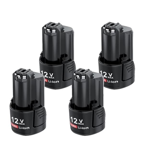 Li-ion Ersättningsbatteri, 3000mAh Kapacitet, Kompatibel med Bosch 12V Verktyg,4ST 3000mAh