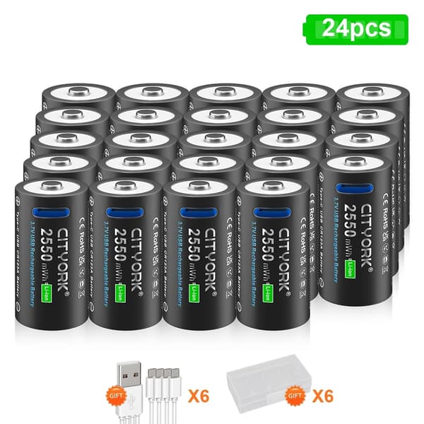 CR123A Ladattava Akka, 2550mWh Kapasiteetti, Pitkäikäinen Ladattava,32 kpl 16340 akkua