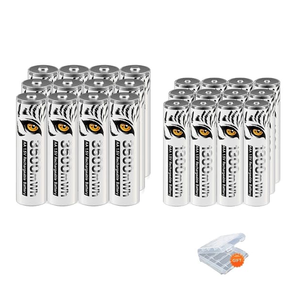 PALO Genopladelige Batterier, Høj Kapacitet 3500mWh AA, Effektiv LCD Oplader,12AA og 12AAA