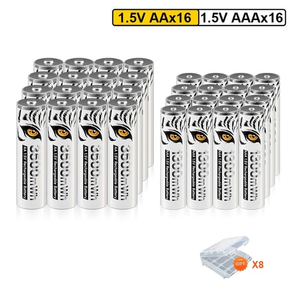 PALO Genopladelige Batterier, Høj Kapacitet 3500mWh AA, Effektiv LCD Oplader,12AA og 12AAA