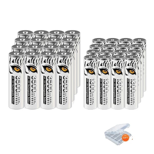 PALO Genopladelige Batterier, Høj Kapacitet 3500mWh AA, Effektiv LCD Oplader,12AA og 12AAA