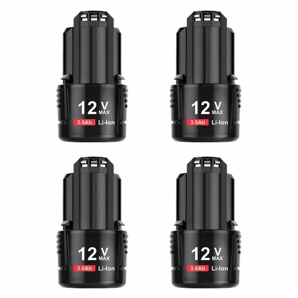12V Li-ion uppladdningsbart batteri, 3000mAh kapacitet, kompatibelt med Bosch BAT411,4 st