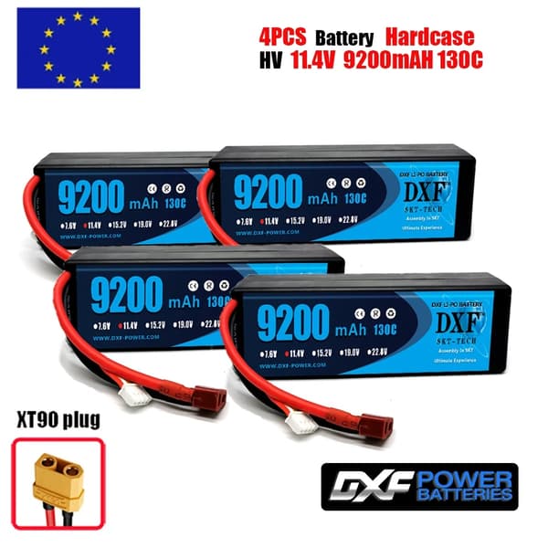 DXF Lipo-batteri, 11,4V spænding, 9200mAh kapacitet,3PCS3S9200130CXT90