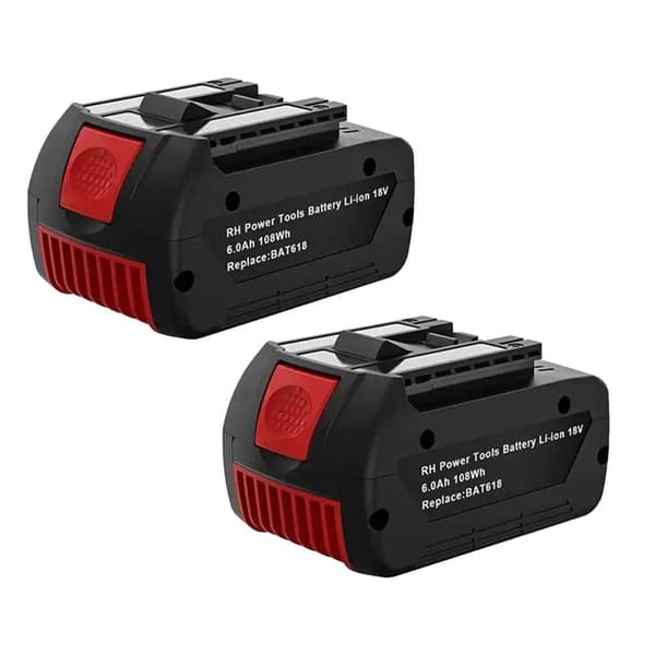 Erstatningsbatteri til Bosch BAT618, 6000mAh kapacitet, Li-Ion teknologi,2STK 6000mAh