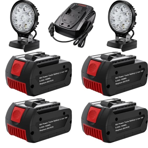 Bosch 18V Ersättningsbatteri, 6000mAh kapacitet, Snabbladdare 4A,Sats 6