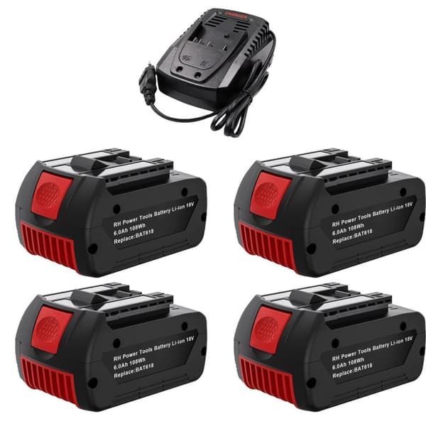 Bosch 18V Ersättningsbatteri, 6000mAh kapacitet, Snabbladdare 4A,Sats 6