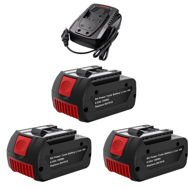 Bosch 18V Ersättningsbatteri, 6000mAh kapacitet, Snabbladdare 4A,Sats 6