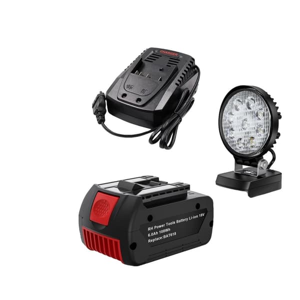Bosch 18V Ersättningsbatteri, 6000mAh kapacitet, Snabbladdare 4A,Sats 6