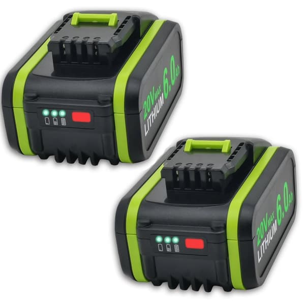Worx 20V Batteri, 6000mAh Kapacitet, Kompatibel med Flere Værktøjer,2 stk.