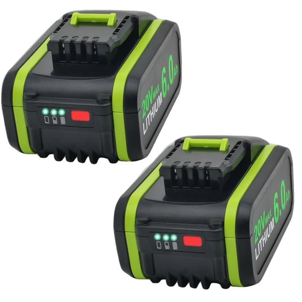 Worx 20V Batteri, 6000mAh Kapacitet, Kompatibel med Flere Værktøjer,2 stk.