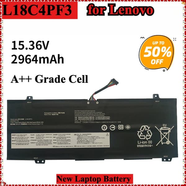 Lenovo bærbar computerbatteri, 15,36V spænding, Li-Polymer type,L18C4PF3