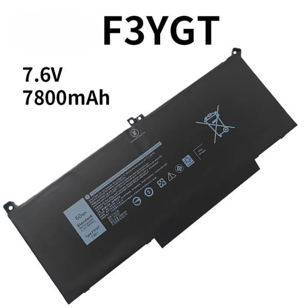 Laptopbatteri, 7800mAh kapacitet, 7.6V spænding,F3YGT